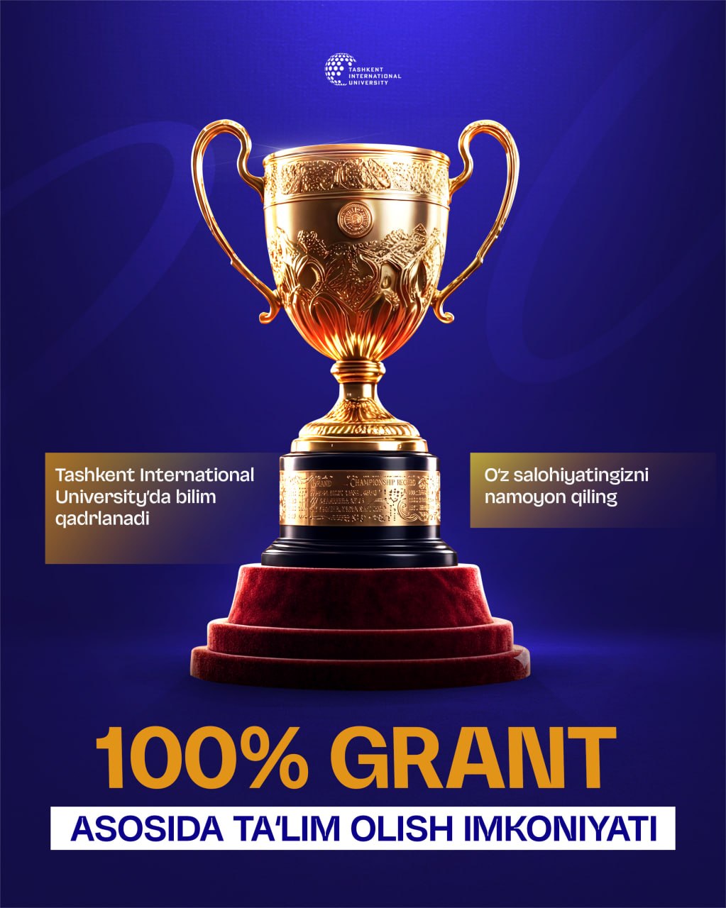 TIUda 2026/2027 o‘quv yili uchun grant asosida o‘qish imkoniyati mavjud